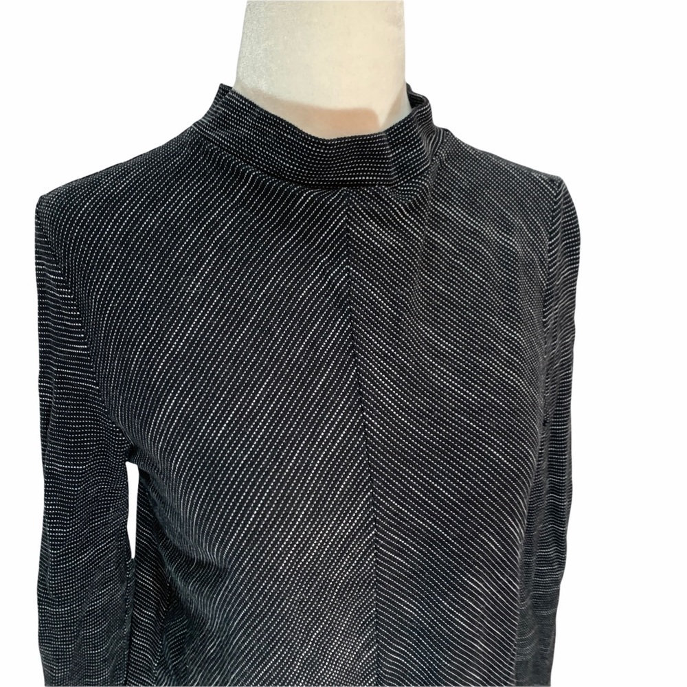 ZARA Mock Neck Long Sleeve Black/White Top S - Picture 3 of 8